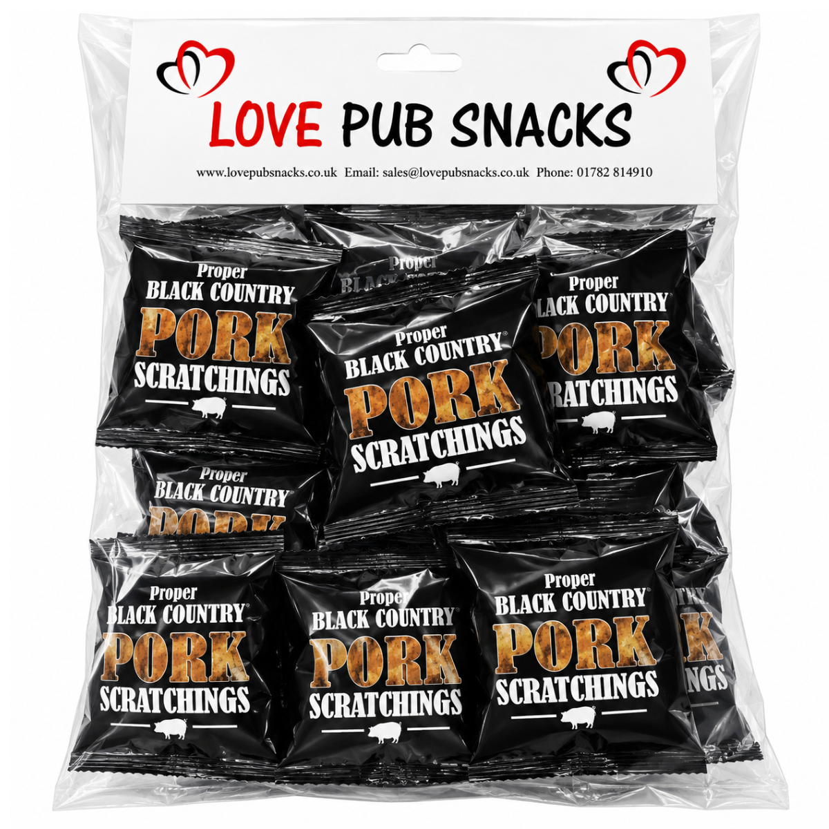 Proper Black Country Pork Scratchings Hanging Bags 20 x 60g