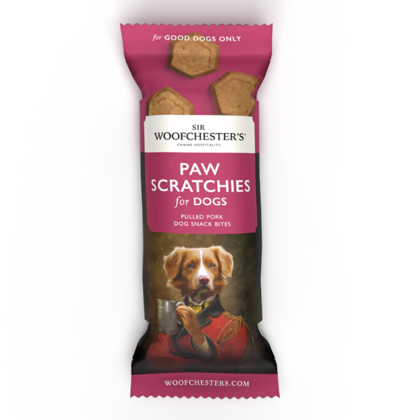Sir Woofchester’s Paw Scratchies Pulled Pork Dog Treats 12 x 35g
