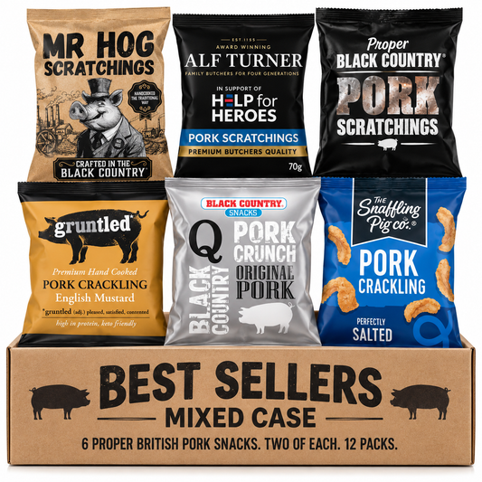 Best Sellers Pork Scratchings, Crackling & Crunch Mixed Case – 12 Packs