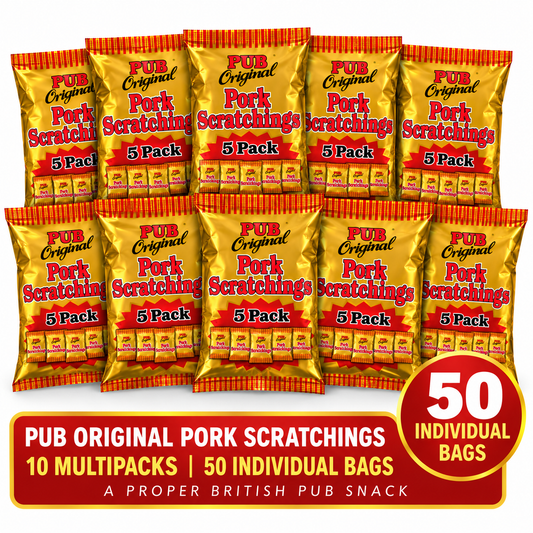 Pub Original Pork Scratchings Multipack – 50 Individual Bags (10 x Multipacks)